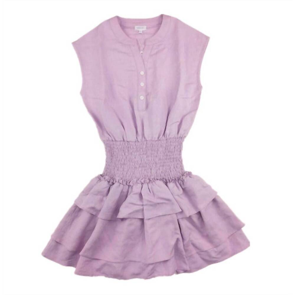 NEW PLEAT girls drew dress in lilac linen